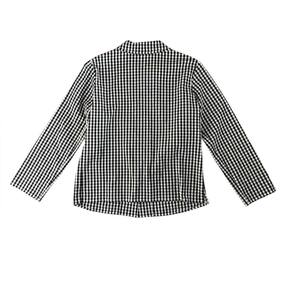 Agnès B. Paris Gingham Button-Up Shirt Black White Size 1/Small - Picture 9 of 14